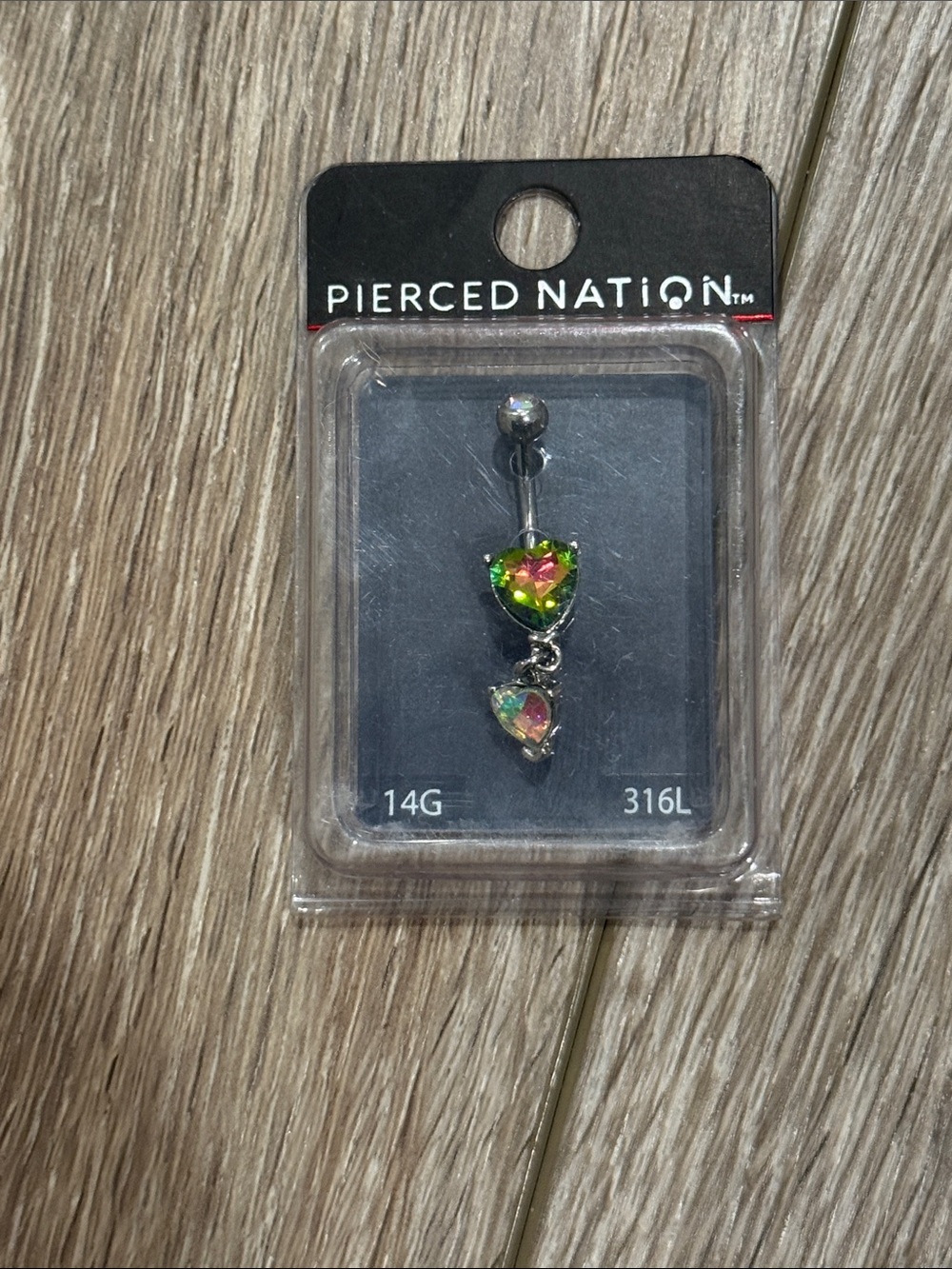 Hot Topic Green and Pink Iridescent Heart Dangle Earring